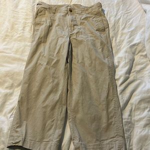 Wide leg cropped khaki pant